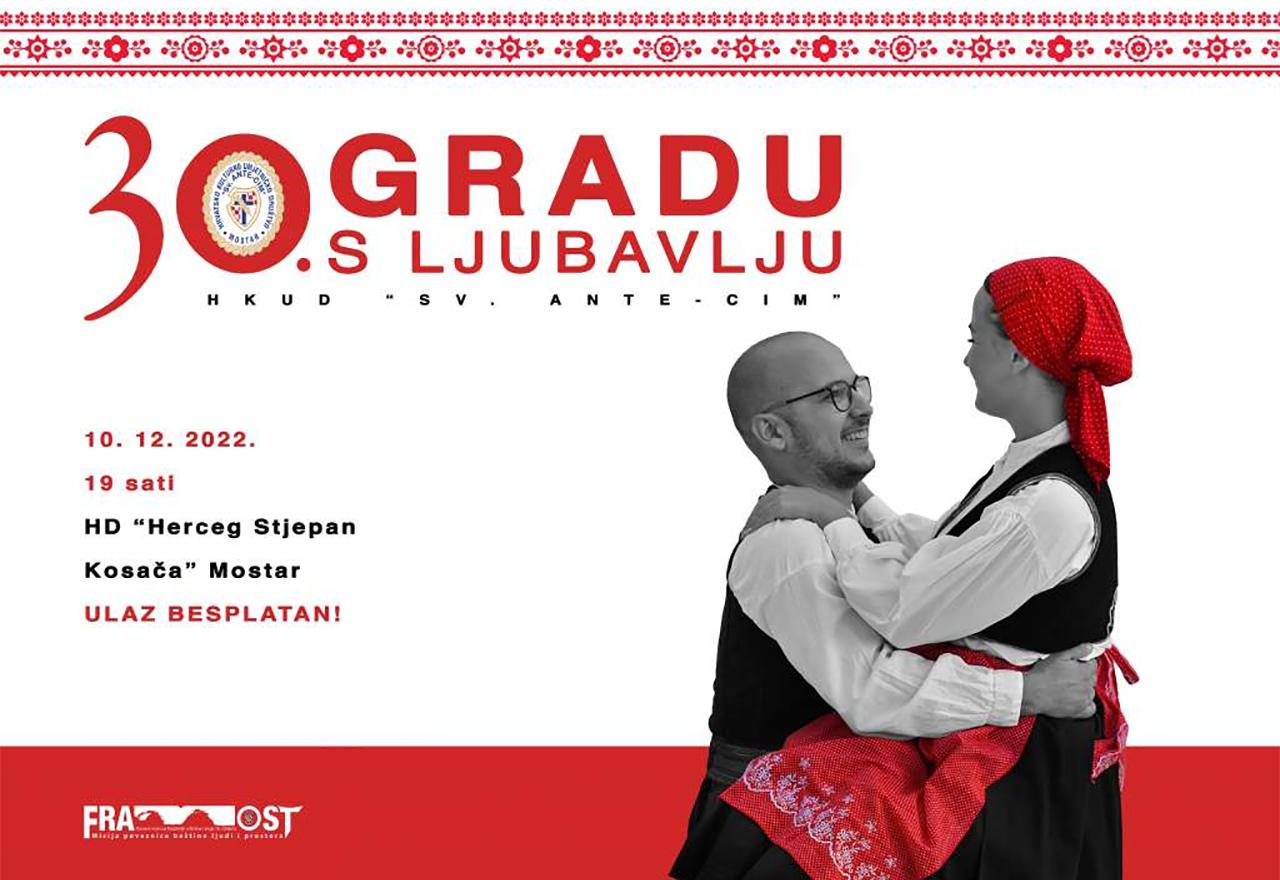 Božićni koncert “Gradu s ljubavlju” HKUD Sv. Ante-Cim večeras u Mostaru